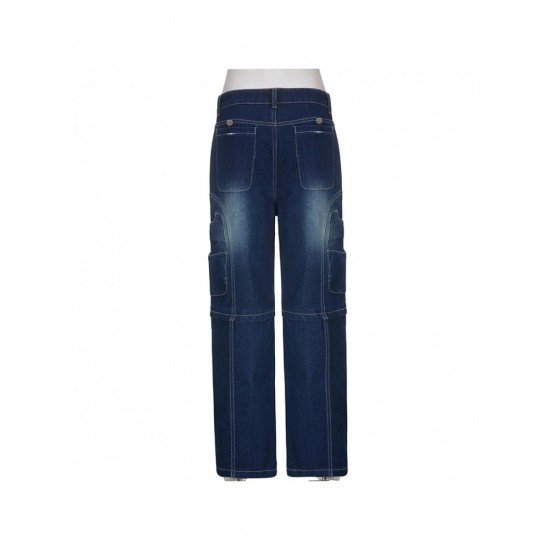 Street Trendy Blue Straight Leg Ladies Jeans