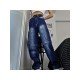 Street Trendy Blue Straight Leg Ladies Jeans