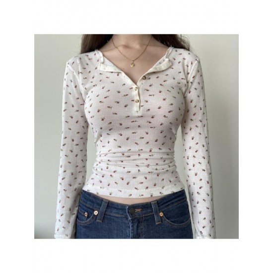  2022 Autumn Floral Women's Long Sleeve Top