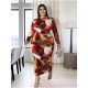 Colorful Printed Long Sleeve Plus Size Dresses