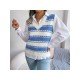 V Neck Contrast Color Sleeveless Sweater