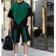 Sport Loose Contrast Color Men Top And Short Sets