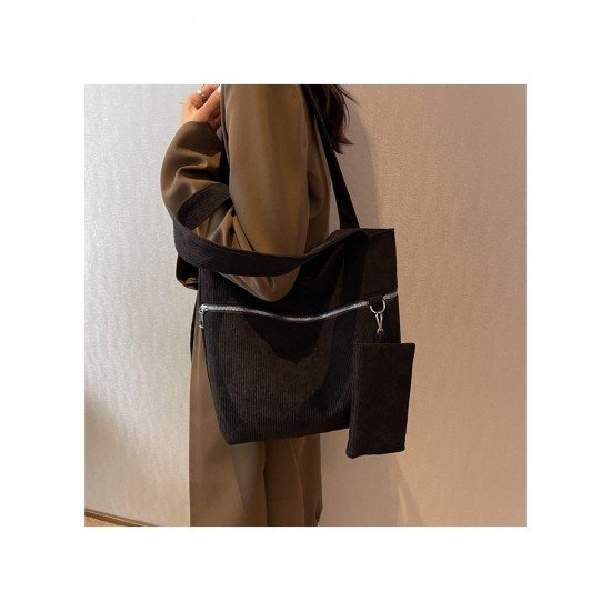 Travel Versatile Black Zipper Tote Bags