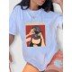 Money Graphic Crew Neck T Shirts For Women