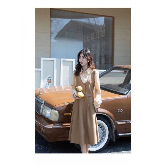  2022 Fall Retro Fake Two-Piece Women's Dress