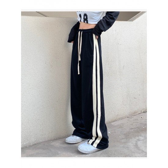 Vintage Black Loose Drawstring Long Pant Trousers