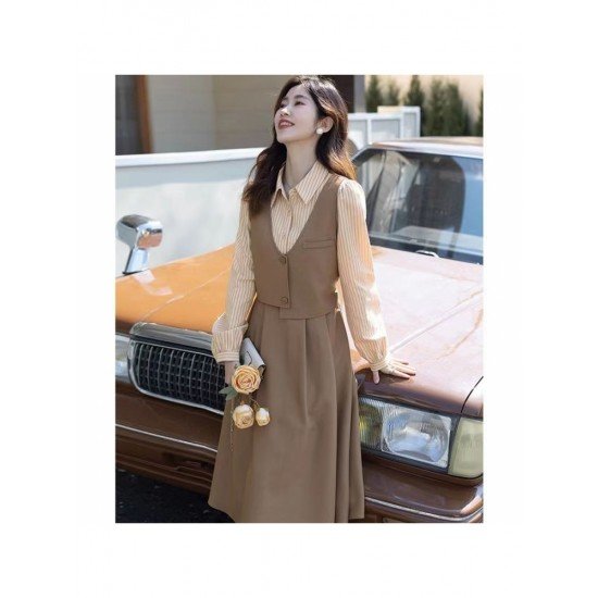  2022 Fall Retro Fake Two-Piece Women's Dress