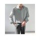  Men's Fashion Pure Color Pullover Long Sleeve Shirt