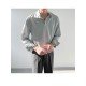  Men's Fashion Pure Color Pullover Long Sleeve Shirt