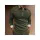 Green Patchwork Fall Street Polo Shirts