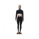 Patchwork Fall Cropped Top And Trouser Sets For Women