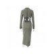 Casual Cur Out V Neck Long Sleeve Maxi Dress