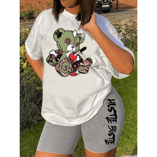 Camouflage Broken Bear Graphic New T Shirts For Women