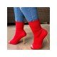 Women Square Toe Solid Stiletto High Boots 