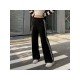 Casual Drawstring Black Trousers For Women