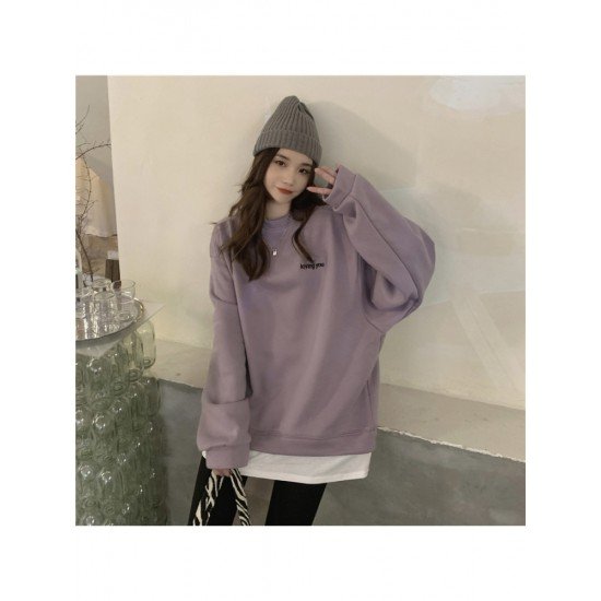  Casual Loose Letter Printing Round Neck Hoodies