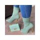 Women Square Toe Solid Stiletto High Boots 