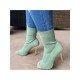 Women Square Toe Solid Stiletto High Boots 