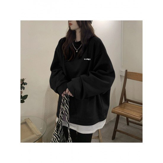  Casual Loose Letter Printing Round Neck Hoodies