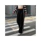 Casual Drawstring Black Trousers For Women