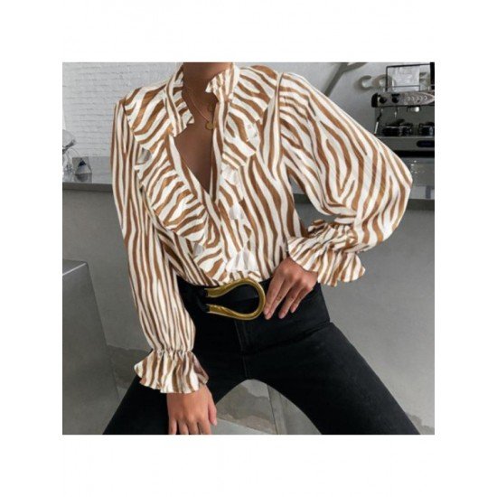  Fashion Casual Striped Long Sleeve Shirt