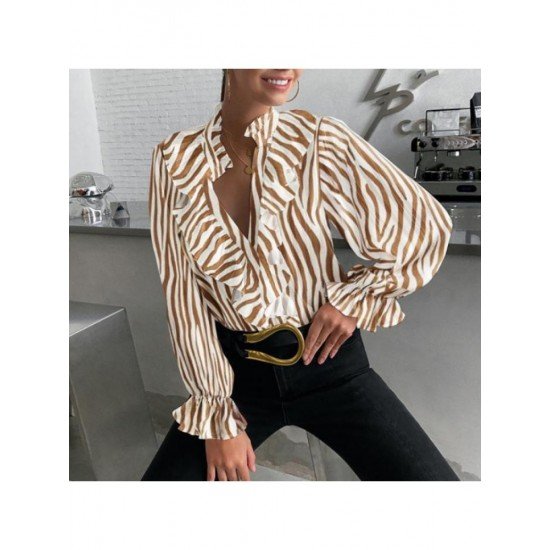  Fashion Casual Striped Long Sleeve Shirt