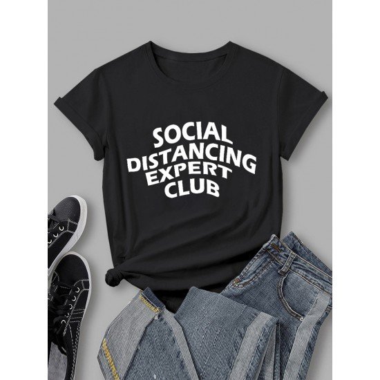 Casual Letter Printed T Shirts For Women