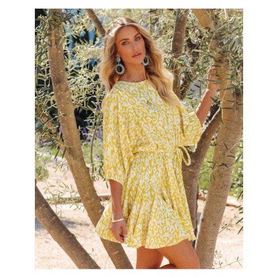  Women's Round Neck Floral Long Sleeve Dress