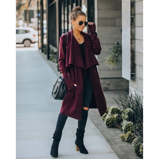  2022 Pure Color Loose Women's Knitted Coats