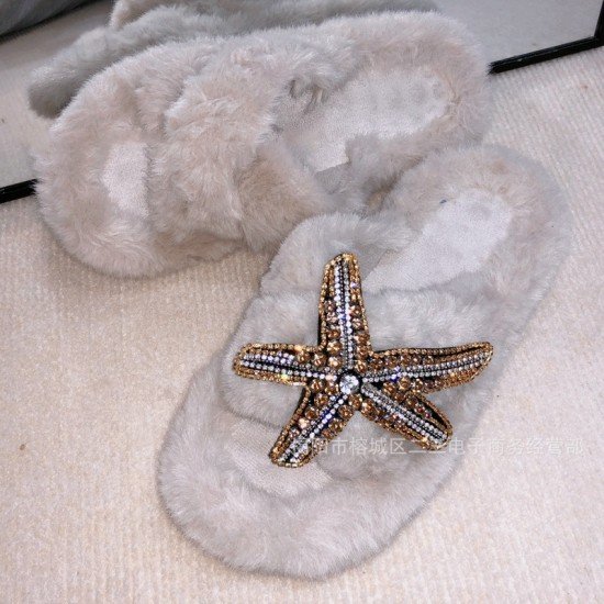  Warmth Starfish Rhinestone House Wear Slippers