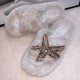  Warmth Starfish Rhinestone House Wear Slippers