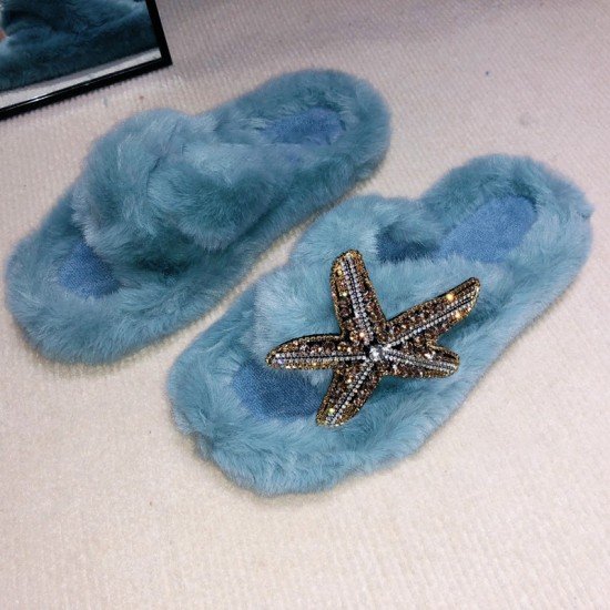  Warmth Starfish Rhinestone House Wear Slippers