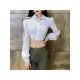 Sexy Designer White Cut Out Cropped Blouse