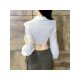 Sexy Designer White Cut Out Cropped Blouse