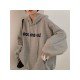  Loose Casual Letter Printed Hooded Women's Sweater