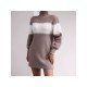  Casual Contrast Color Turtle Neck Knitted Dress