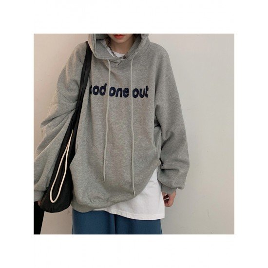  Loose Casual Letter Printed Hooded Women's Sweater