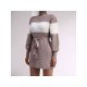  Casual Contrast Color Turtle Neck Knitted Dress