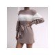  Casual Contrast Color Turtle Neck Knitted Dress