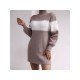  Casual Contrast Color Turtle Neck Knitted Dress