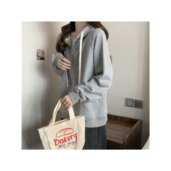  Pure Color Hooded Zipper Women's Versatile Hoodies