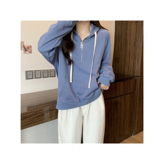  Pure Color Hooded Zipper Women's Versatile Hoodies