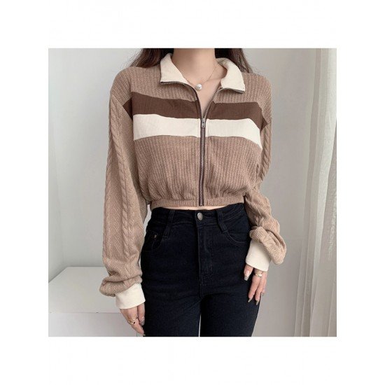 Casual Spring Contrast Color Vintage Women Coats