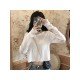 Fall White Stringy Selvedge Long Sleeve Cropped Tops