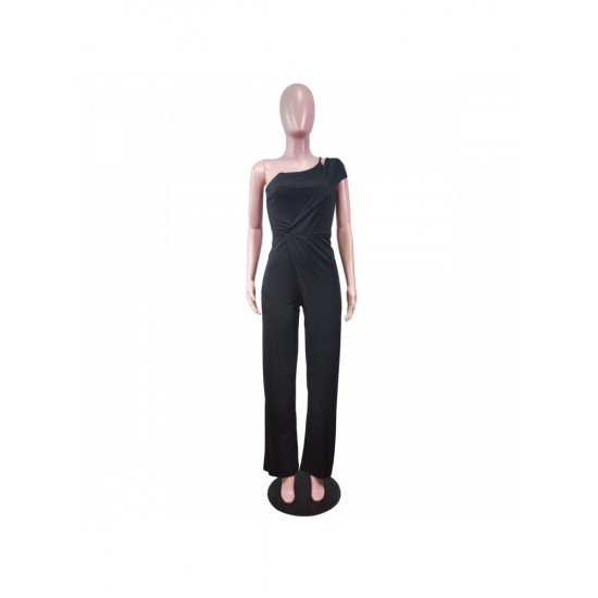  Pure Color Irregular Sleeveless Women's Jumpsuit