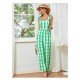 Casual Contrast Color Plaid Sleeveless Jumpsuit