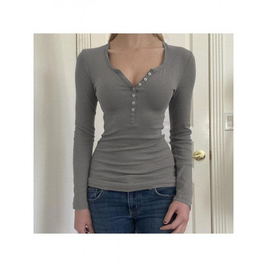  Pure Color Casual Slim Women's T-Shirt