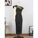  Crew Neck Sequins Ladies Party Dress