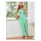 Casual Contrast Color Plaid Sleeveless Jumpsuit