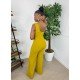  Pure Color Irregular Sleeveless Women's Jumpsuit